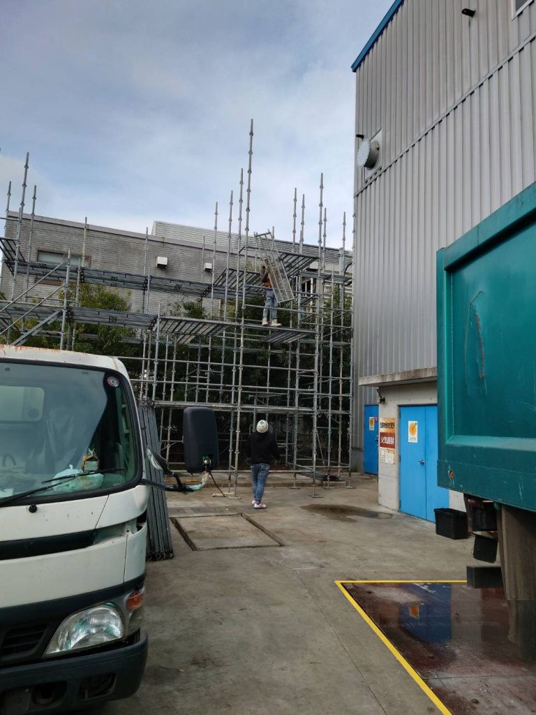 （株）川島商会 ダブルサイクロン撤去工事 撤去後足場解体